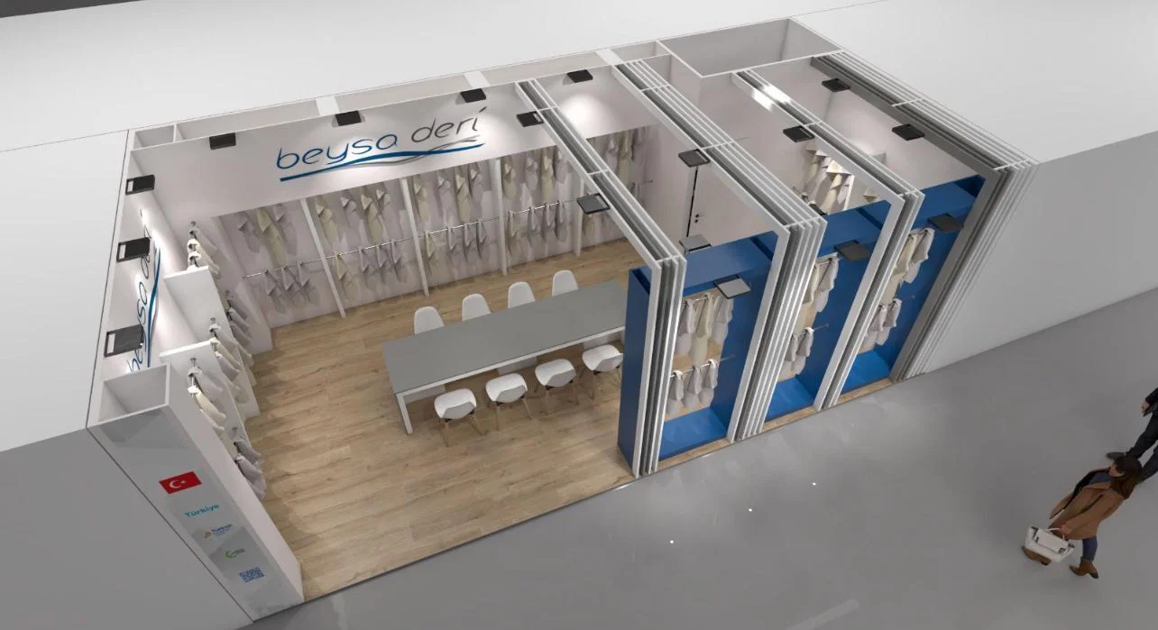 Render 3D stand premium luxury — allestimento high-end fiera